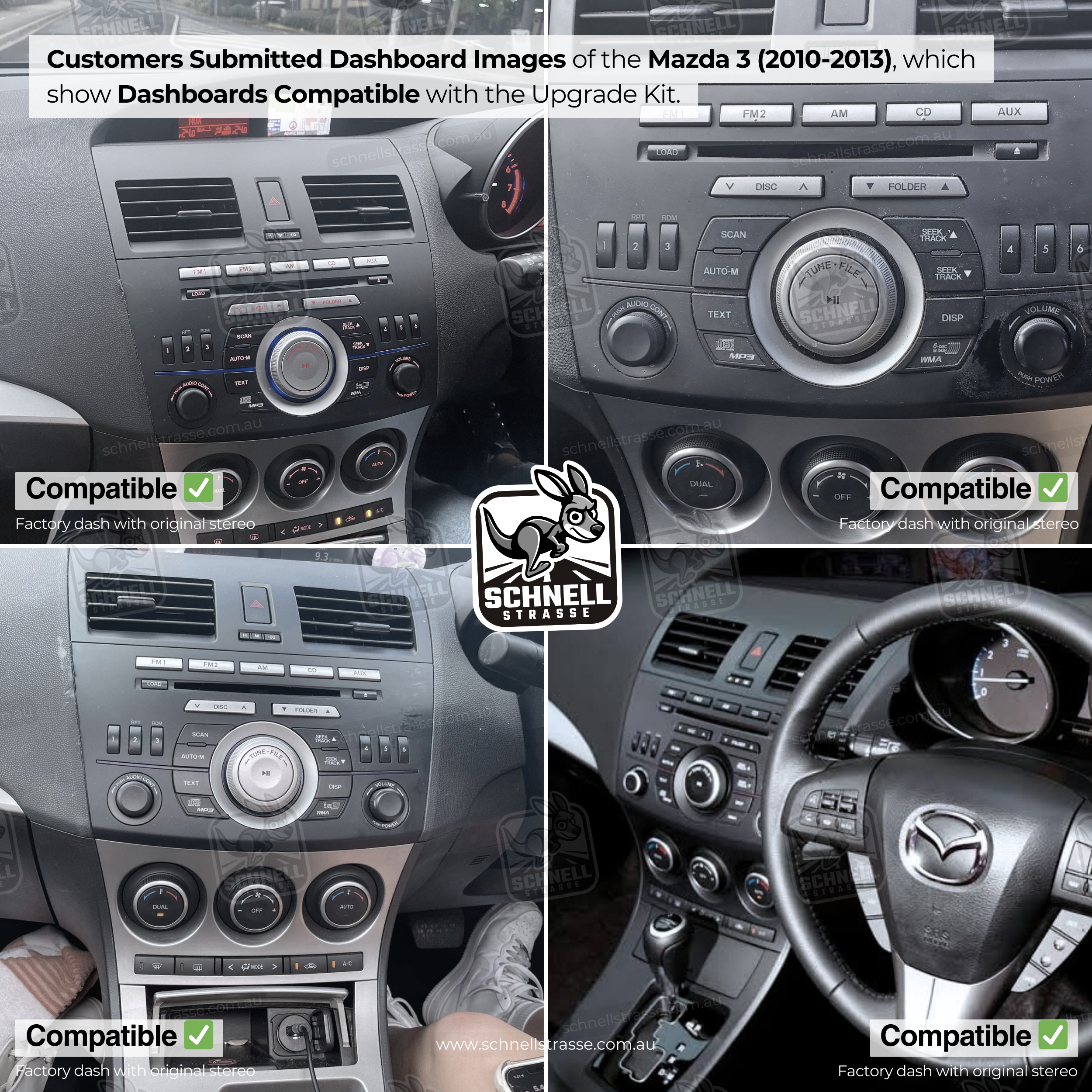 Mazda 3 13.3'' Head Unit Upgrade Kit (2010-2013) - Plug & Play with Apple CarPlay, Android Auto, and Touchscreen Display