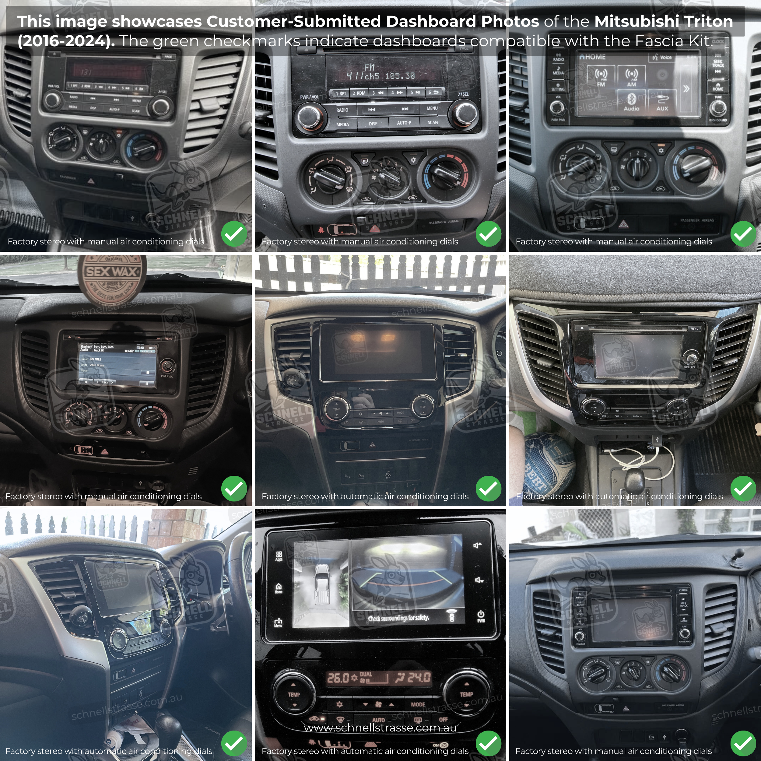 Mitsubishi Triton (2016-2024) Fascia Kit - Premium Gloss Finish, 9'' & 13.3'' Screen Compatible, Manual & Automatic Climate Control Options