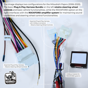 Mitsubishi Pajero (2006-2020) Plug & Play Harness Bundle - Retains Steering Wheel Controls, ROCKFORD Amplifier System Integration