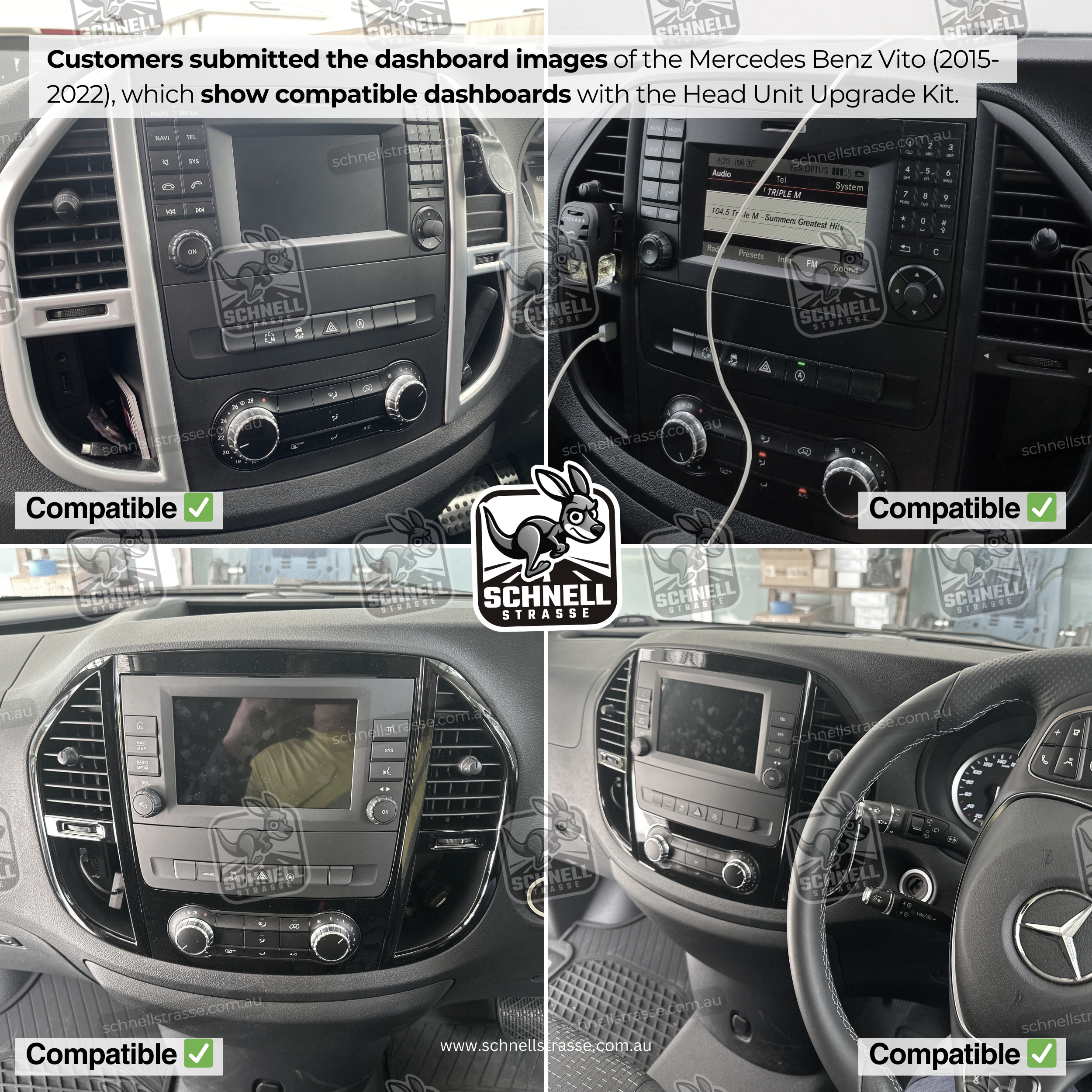 Mercedes Benz Vito 13.3'' Head Unit Upgrade Kit (2015-2022) - Plug & Play with Apple CarPlay, Android Auto, and Touchscreen Display