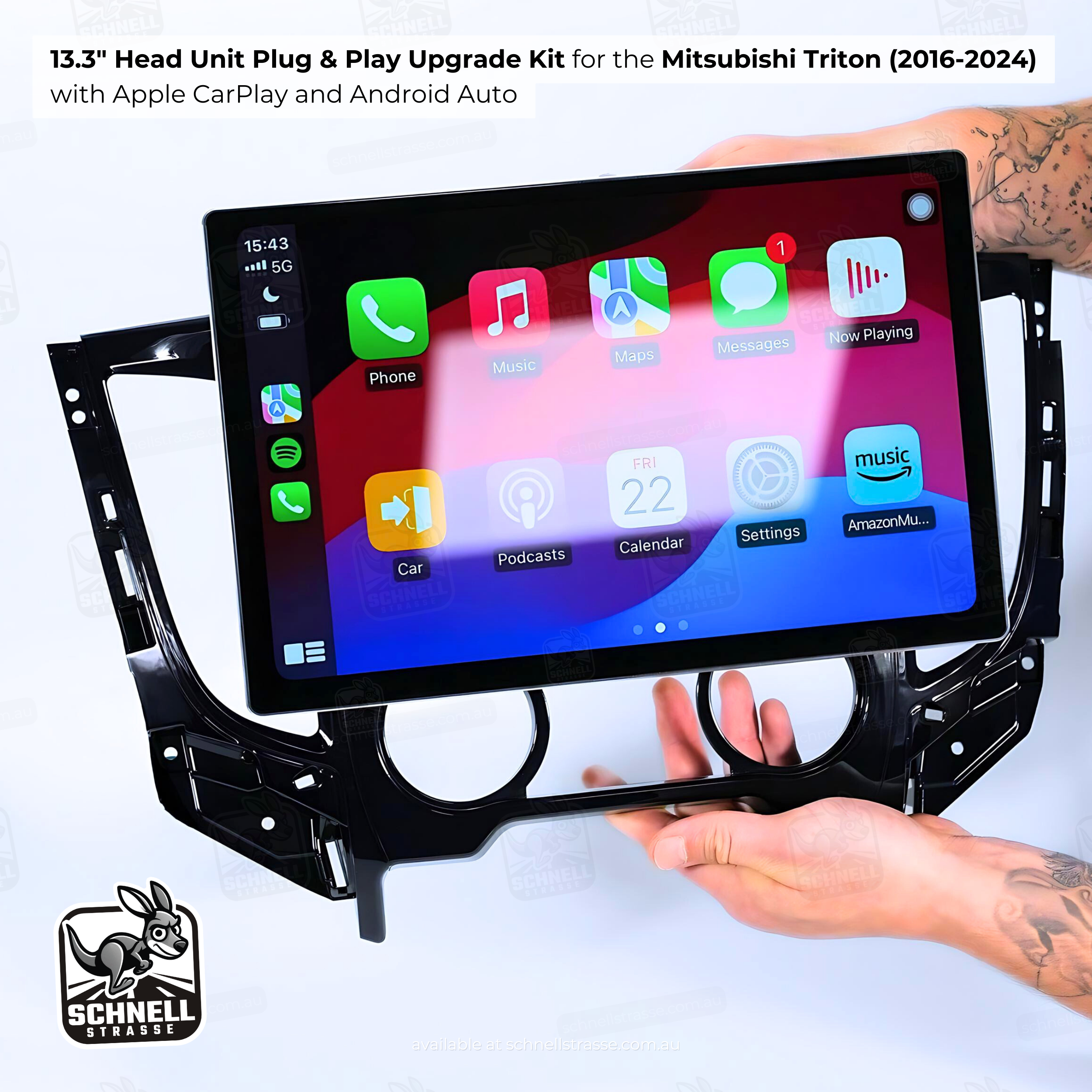 Mitsubishi Triton 13.3'' Head Unit Upgrade Kit (2016-2024) - Plug & Play with Apple CarPlay, Android Auto, and Touchscreen Display