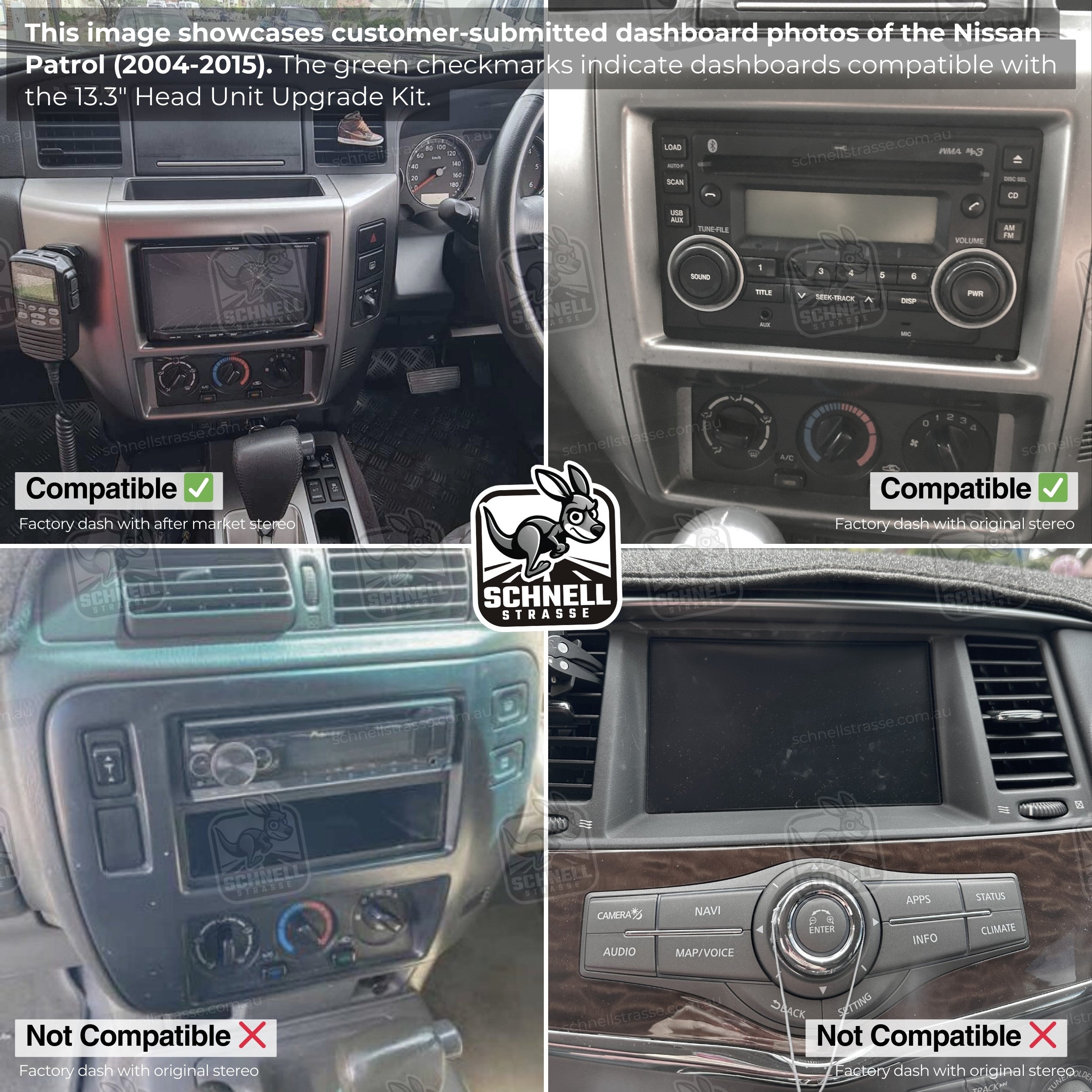 Nissan Patrol 13.3'' Head Unit Upgrade Kit (2004-2015) - Plug & Play with Apple CarPlay, Android Auto, and Touchscreen Display