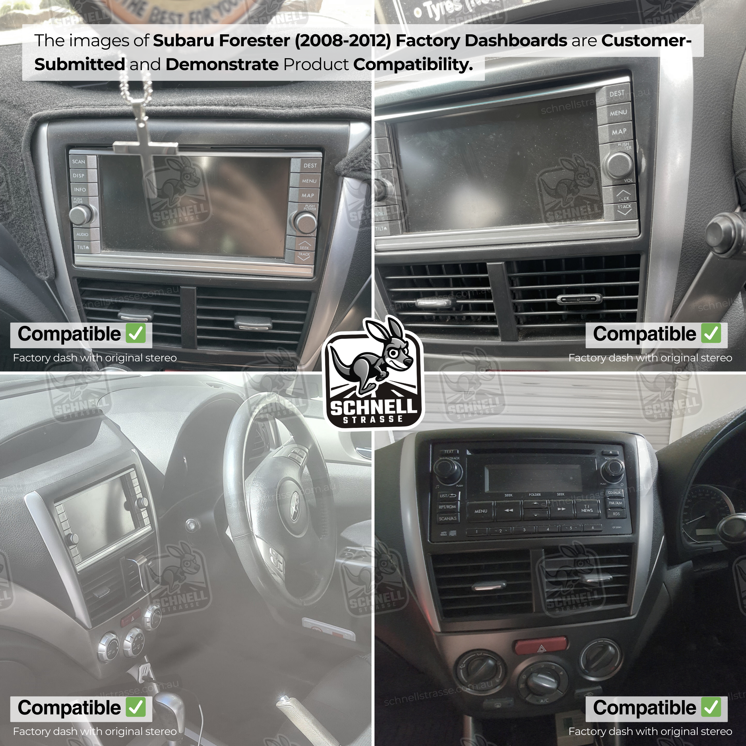 Subaru Forester (2008-2012) Fascia Kit - Premium Matte Finish, 9'' & 13.3'' Screen Compatible, Retains Air Vents