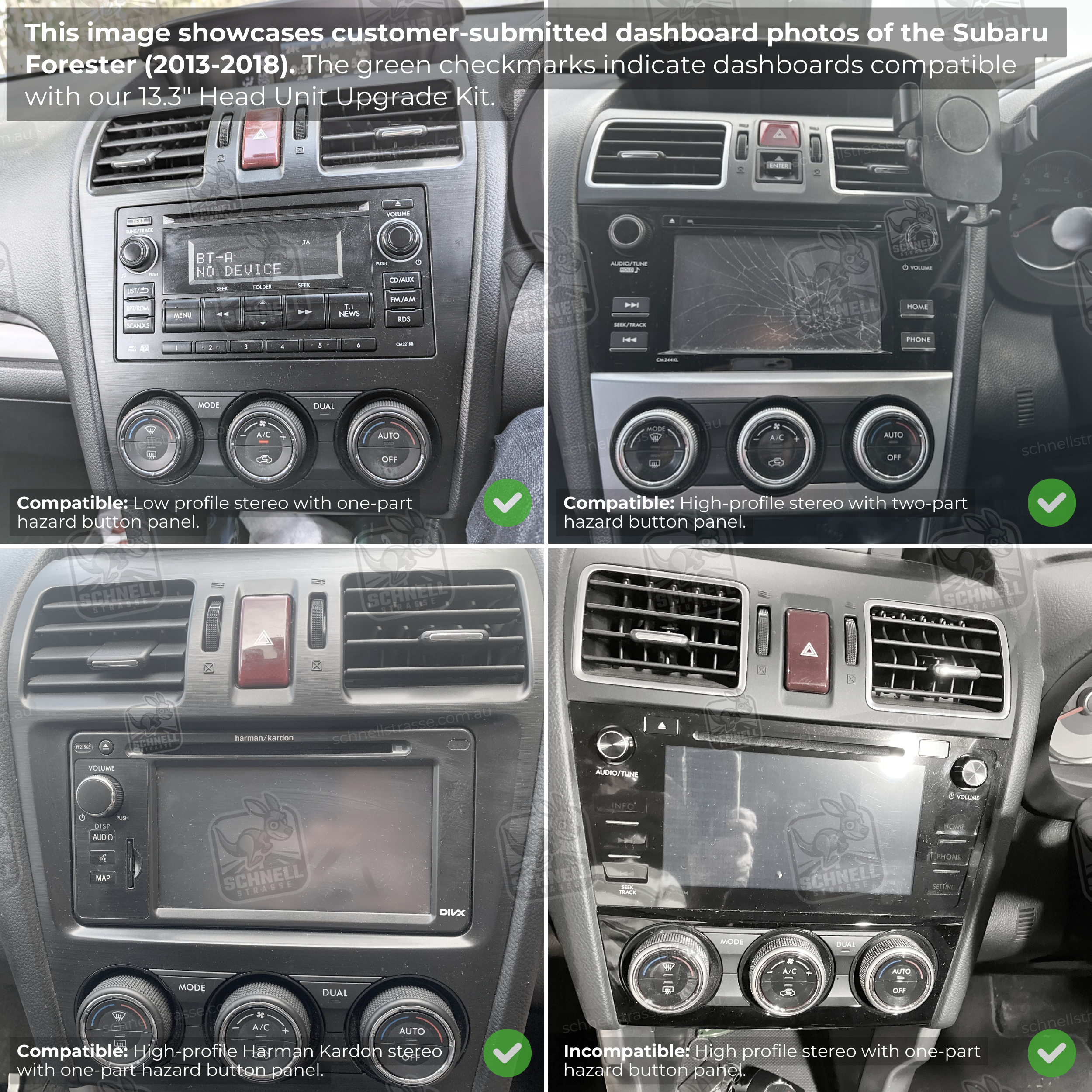 Subaru Forester 13.3'' Head Unit Upgrade Kit (2013-2018) - Plug & Play with Apple CarPlay, Android Auto, and Touchscreen Display