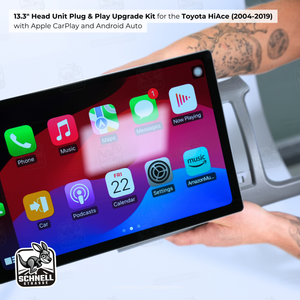 Toyota HiAce 13.3'' Head Unit Upgrade Kit (2004-2019) - Plug & Play with Apple CarPlay, Android Auto, and Touchscreen Display