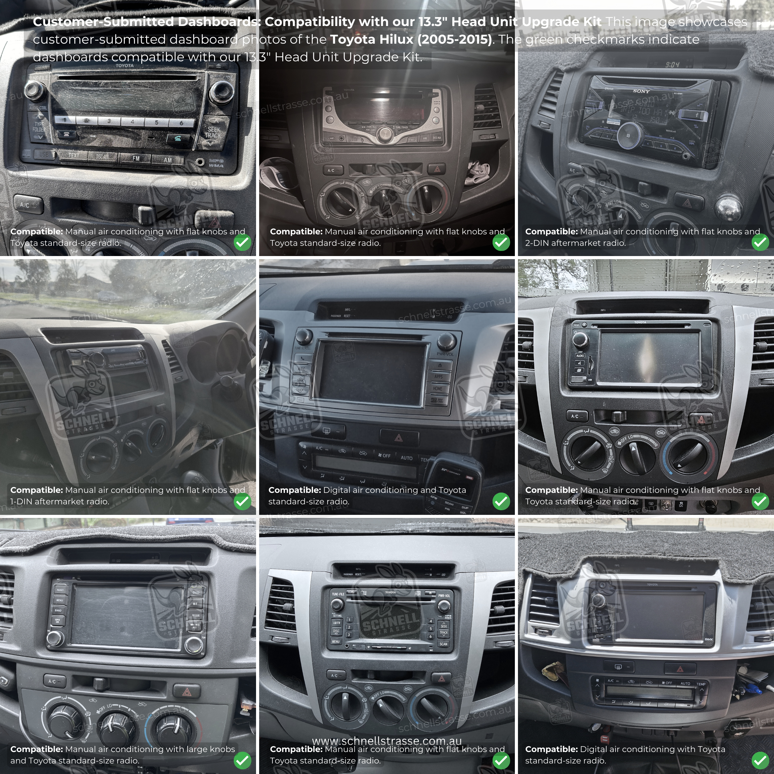 Toyota Hilux 13.3'' Head Unit Upgrade Kit (2005-2015) - Plug & Play with Apple CarPlay, Android Auto, and Touchscreen Display