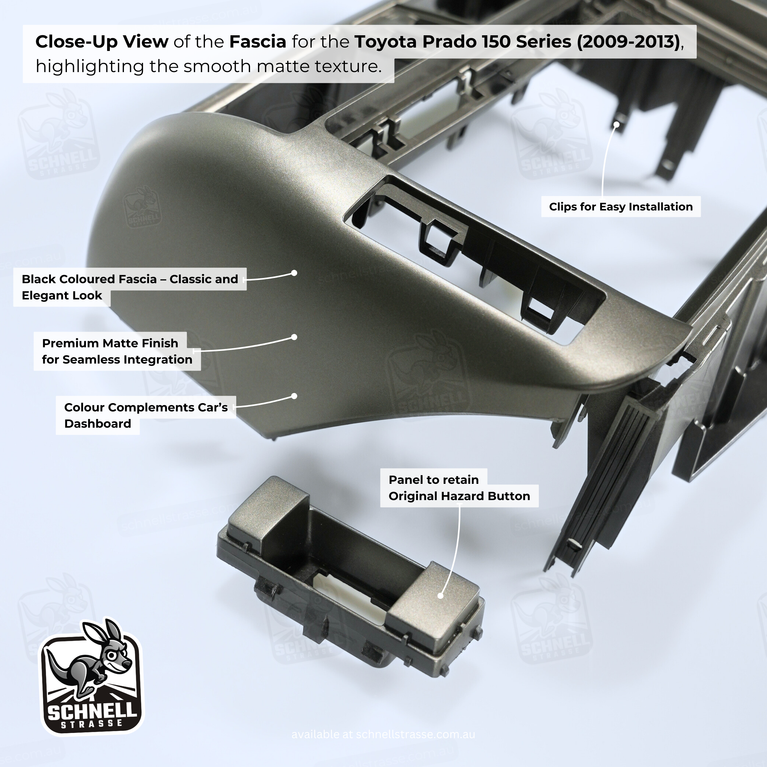 Toyota Prado 150 Series (2009-2013) Fascia Kit - Premium Matte Finish, 9" & 13.3" Screen Compatible, Retains Factory Features