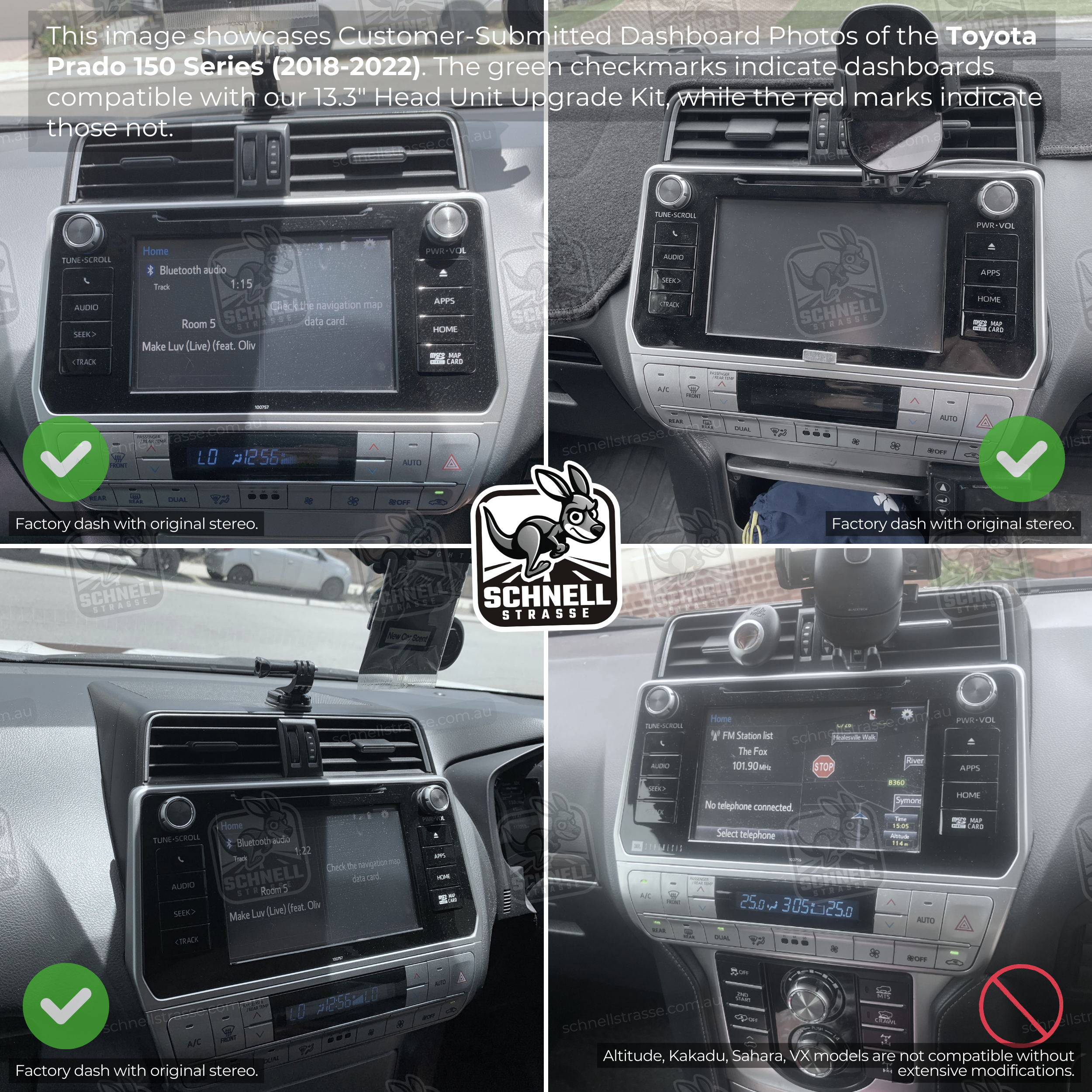 Toyota Prado 150 Series 13.3'' Head Unit Upgrade Kit (2018-2022) - Plug & Play with Apple CarPlay, Android Auto, and Touchscreen Display